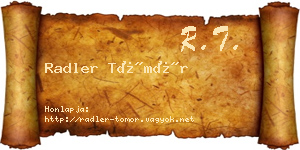 Radler Tömör névjegykártya